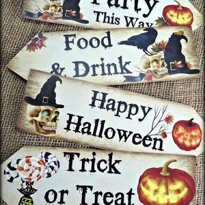 4er Set Halloween Kürbis Trick or Treat Party Dekoration Pfeil Zeichen