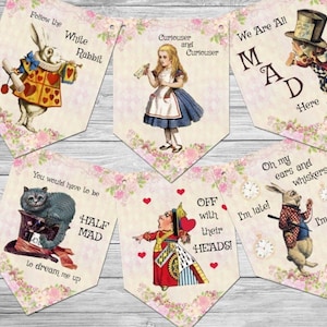 Alice in Wonderland-feestslinger/banner: digitale download