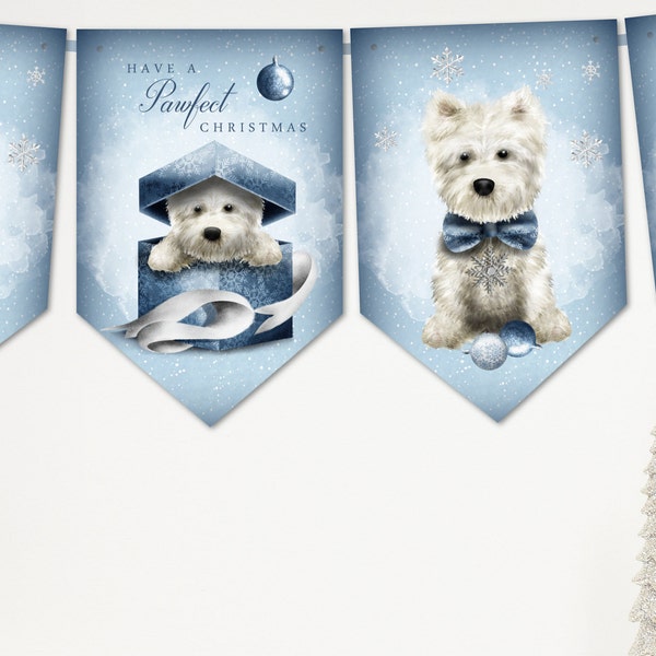 Cute Westie Terrier Christmas Bunting/Banner Digital Download