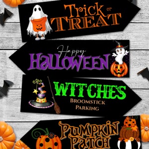 4 Bright Halloween Pumpkin Patch Party Decoration Arrows DIGITAL DOWNLOAD