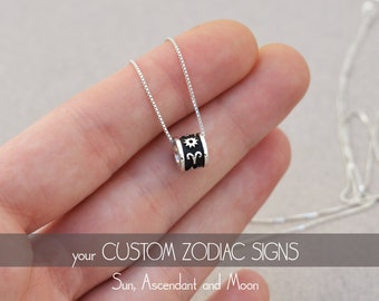 Custom astrology necklace with your Sun Moon Ascendant Zodiac signs