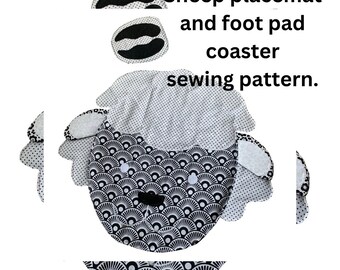 Lamb animal placemat sewing pattern, Hoof pad coaster, Sheep tableware Kitchen accessories, DIY Sewing, Farm animal themed party decorations