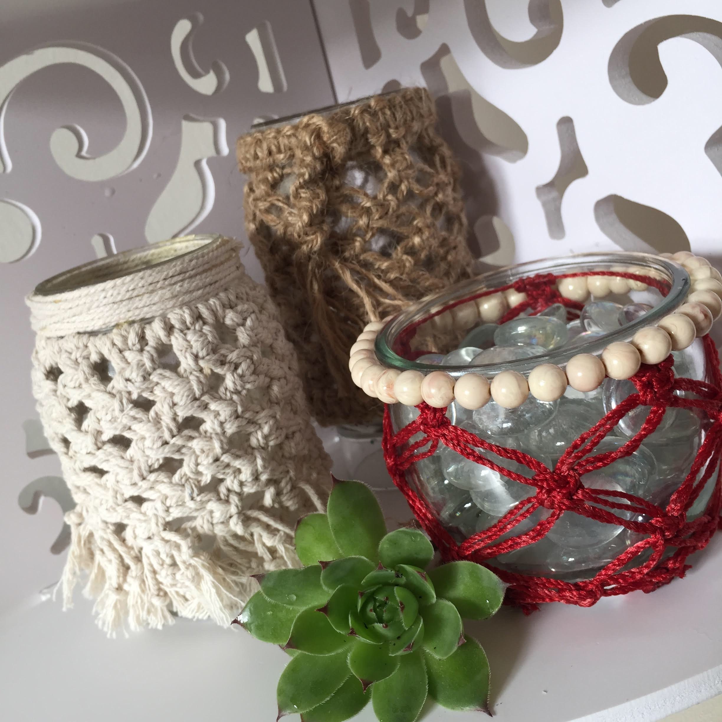 Boho Wine Bottle and Candle Holder Covers Macrame Patterns Etsy UK