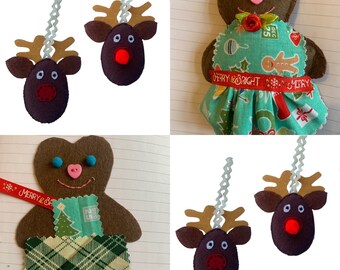 Reindeer and Gingerbread 2 easy soft felt toys patterns  tutorial, Snow themed baby shower, Winter hens party hanging garland, Forest decor