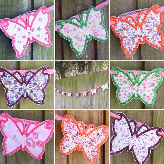 WHITE LACE PAPER WEDDING BUNTING Vintage Butterfly Floral Bunting Banner Garland
