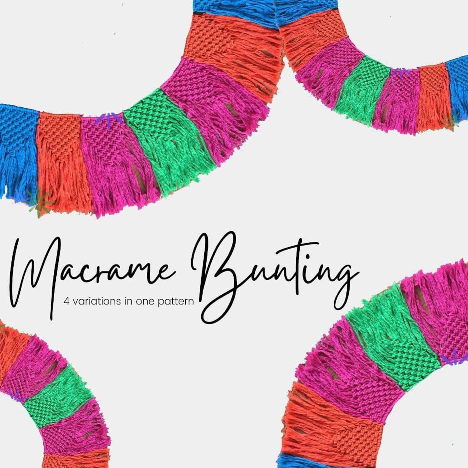 Boho Chic Macrame PDF Bunting Pattern 4 Variations Rustic Etsy UK