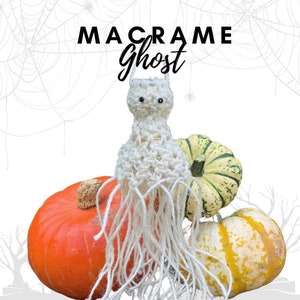 Spooky ghost macrame tree decoration pattern, Ghost Hanging Decor macrame pattern, Spooky Ornament, Halloween macrame decorations DIY image 1