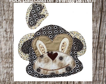 Monkey placemat sewing pattern, Hoof pad coaster, Jungle tableware Kitchen accessories, DIY Sewing, Safari animal themed party decorations