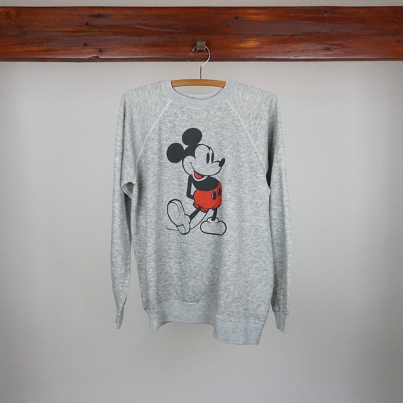vintage mickey mouse sweatshirt Walt Disney world Pullover Gray Adult Med  USA!