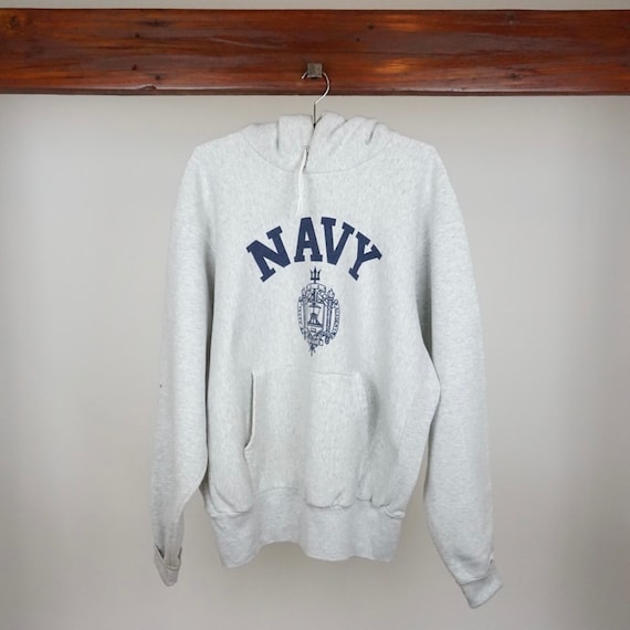 Navy Gray Hoodie Sweatshirt - image 1