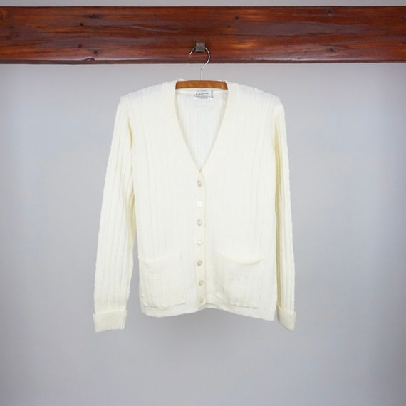 Cream Knit Cardigan Sweater - image 1