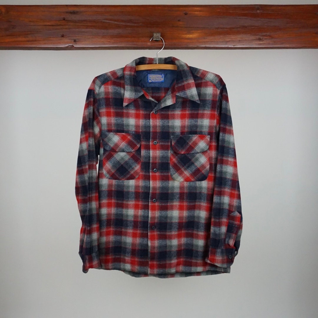 Red & Gray Pendleton Long Sleeve Button Up - Etsy
