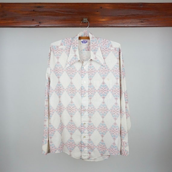 Vintage Diamond Patterned Long Sleeve Button Up - image 1