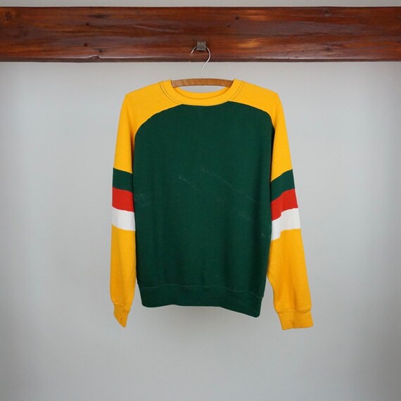 Yellow Green Color Block Crewneck Sweatshirt - image 2