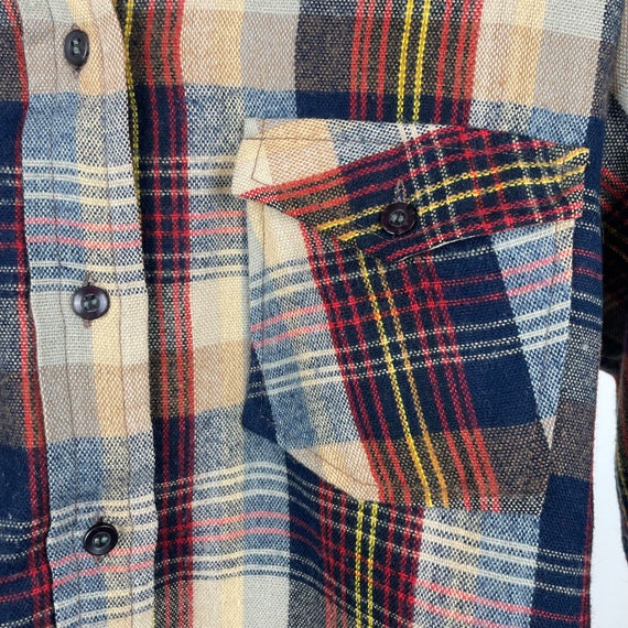 Brown And Navy Plaid Vintage Button Up Shirt - image 4