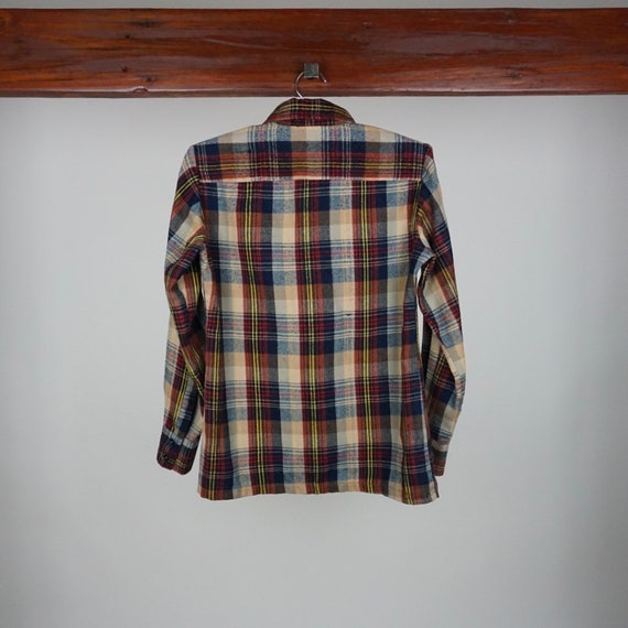 Brown And Navy Plaid Vintage Button Up Shirt - image 2