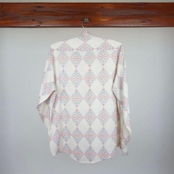 Vintage Diamond Patterned Long Sleeve Button Up - image 2