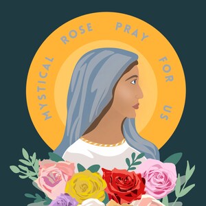 Mystical Rose Portrait, Rosa Mystica, Catholic Art, Gifts for Catholics, Blessed Virgin Mary, Marian Art, Catholic Art print, Fine art