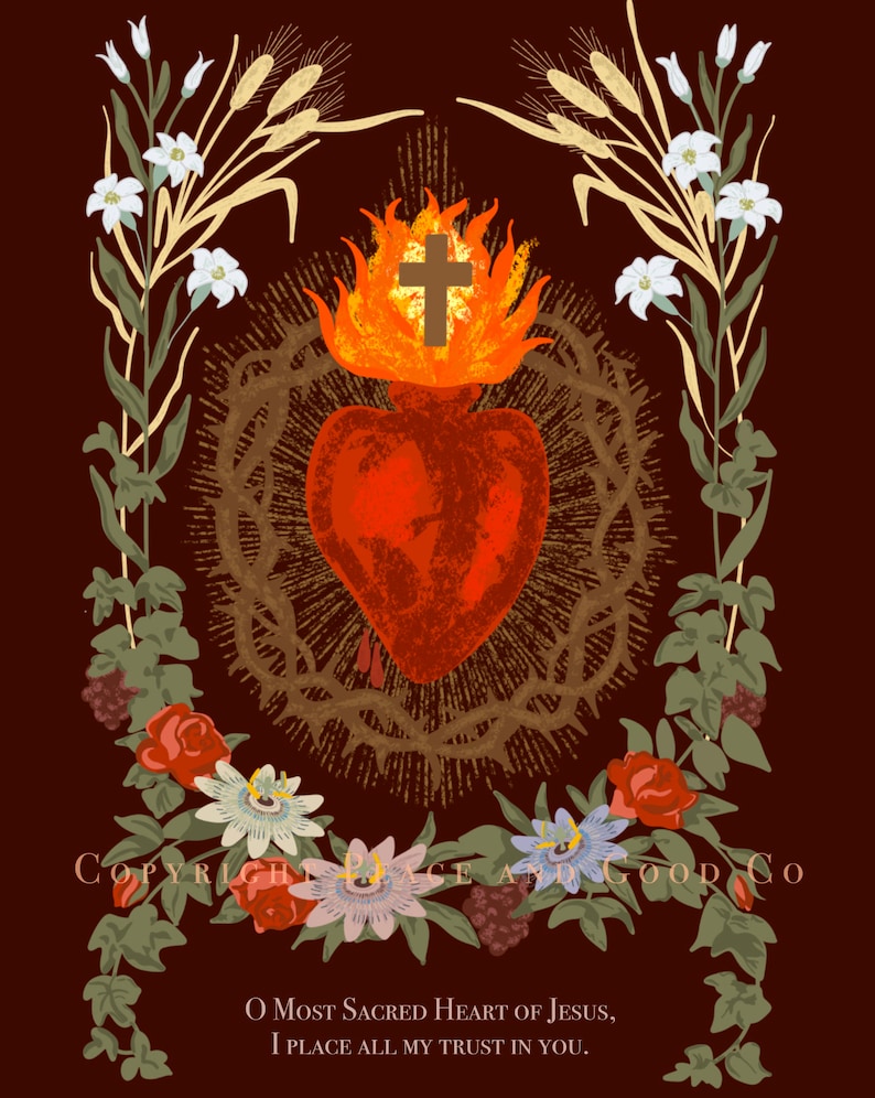Sacred Graphics Sacred Heart of Jesus Fine Art Print, Catholic Art, Gifts for Catholics ...