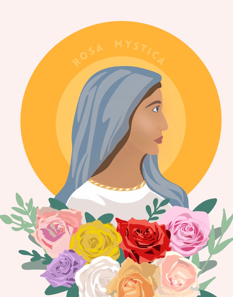 Mystical Rose Portrait, Rosa Mystica, Catholic Art, Gifts for Catholics ...