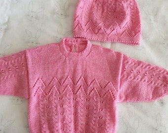 Medium Pink Jumper & Beanie 3-6 months