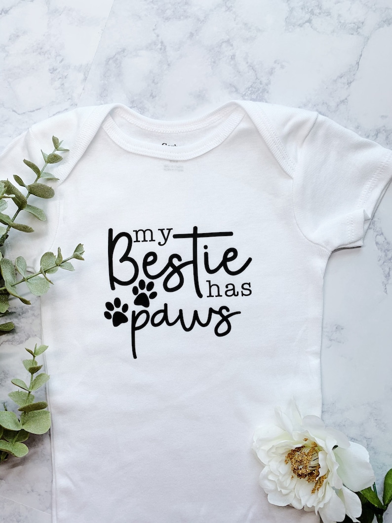 new human bodysuit baby announcement sister has paws bodysuit My besties has paws brother has paws bodysuit