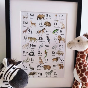 Watercolour Animal Alphabet Chart - Digital Download