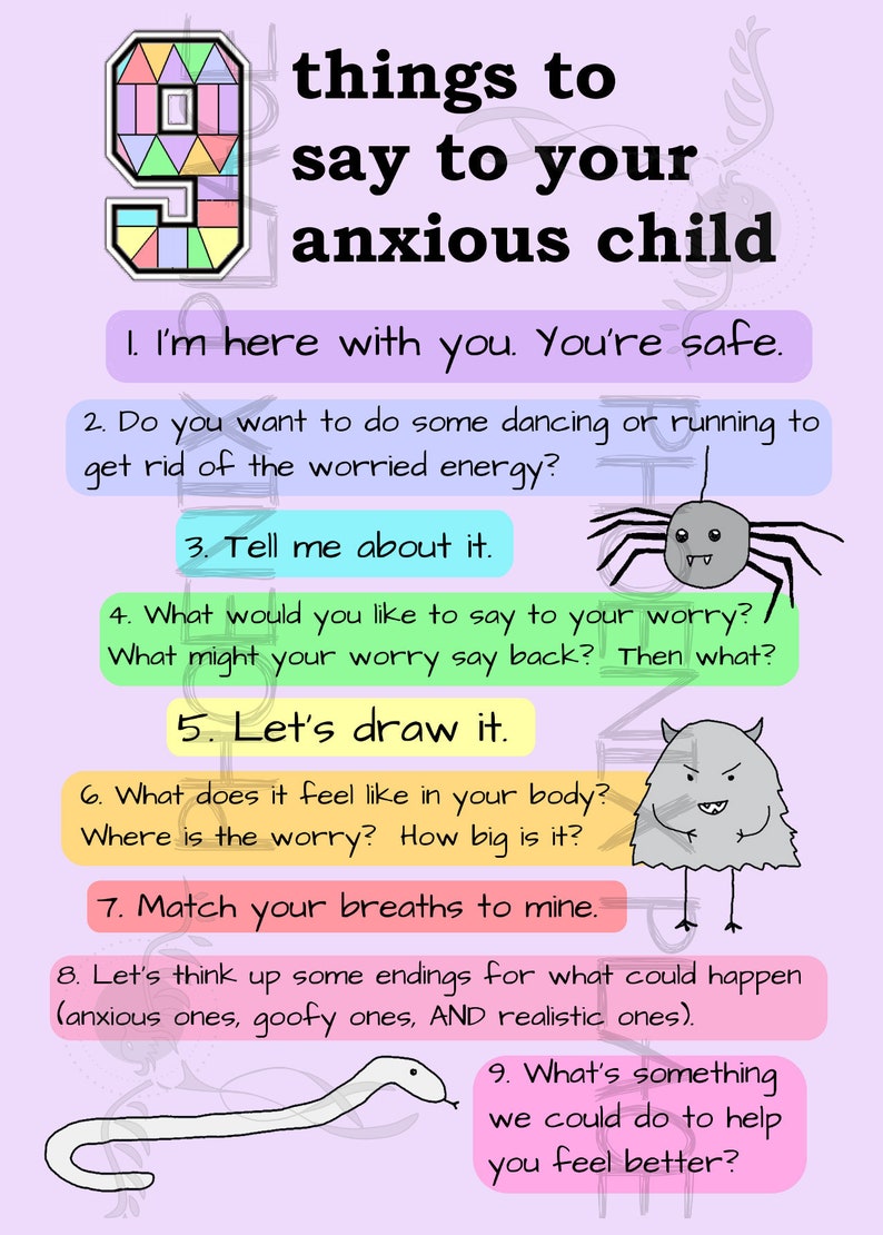 Nine Things to Say to Your Anxious Child Postcard PHYSICAL COPY Etsy