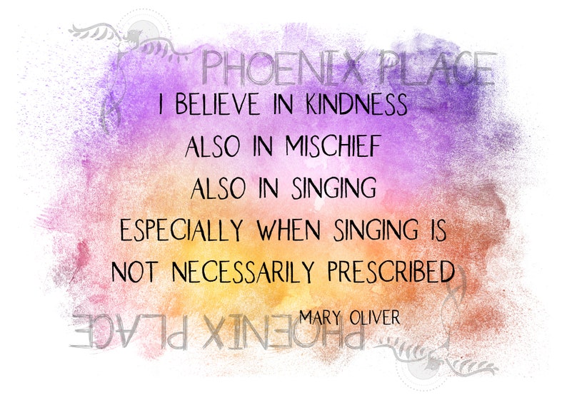 Mary Oliver I Believe In Quote Watercolour Print Poetry Art Print Digital Download