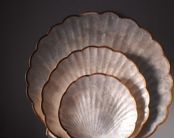 Capiz Shell Plate, Shell Trinket, Capiz Ornament, Shell Coffee Table Decor