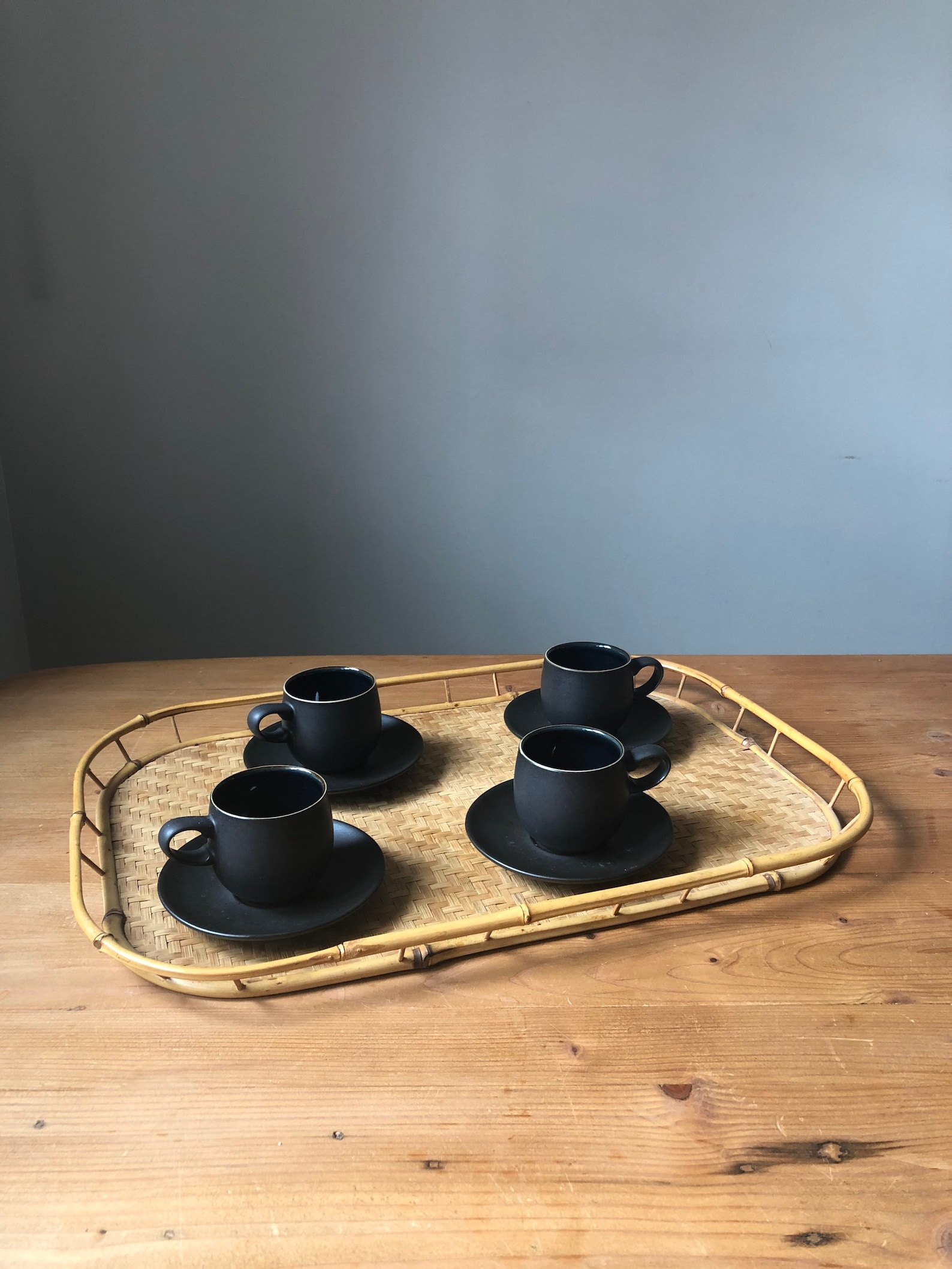 Vintage Bamboo Serving Tray Etsy