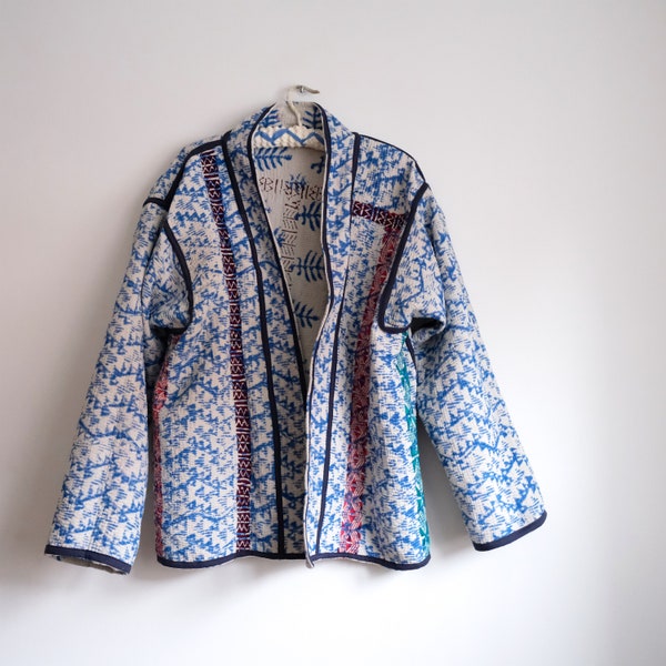 Vintage Kantha Jacket Kimono, Vintage Patchwork Jacket, Vintage Quilted Jacket Reversible