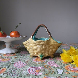 Vintage Handpainted Ceramic Basket