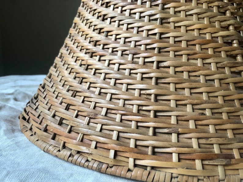 Vintage Rattan Lamp Shade, Vintage Wicker Lampshade image 8