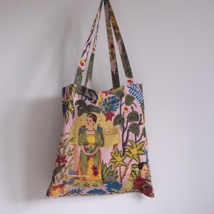 Frida Kahlo Tote Bag Algodón / Botánico Tote Bag Rosa