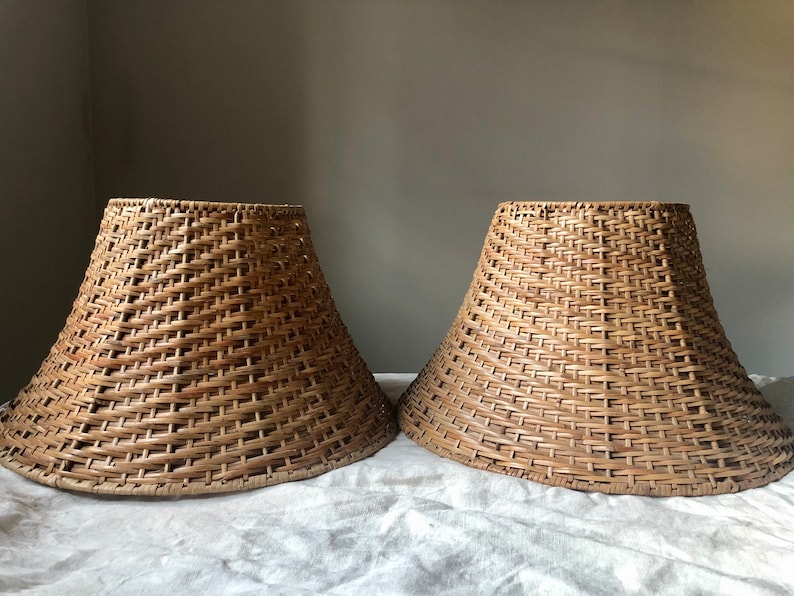 Vintage Rattan Lamp Shade, Vintage Wicker Lampshade image 1