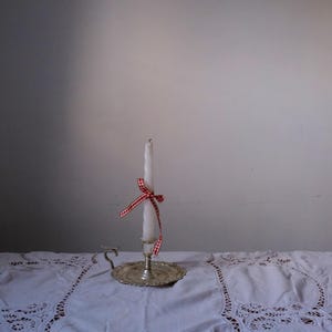 Vintage Chamberstick Candle Holder,  Silver Candlestick Holder