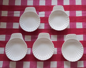 Vintage French Scallop Dish, Vintage Scallop Plates, Porcelain Shell Dish