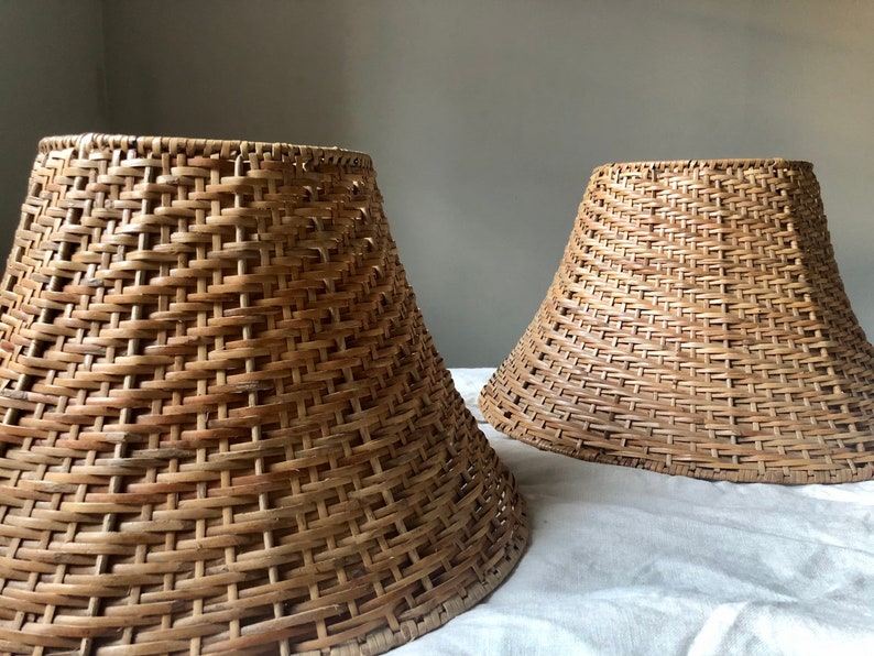 Vintage Rattan Lamp Shade, Vintage Wicker Lampshade image 2