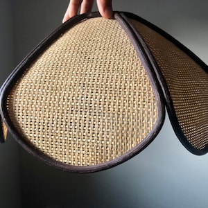 Vintage Rattan Light Shade, Vintage Wicker Shade, Midcentury Light Shade, Scalloped Ceiling Shade image 2