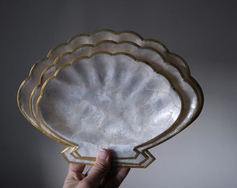 Capiz Shell Plate, Shell Trinket, Capiz Ornament, Shell Coffee Table Decor