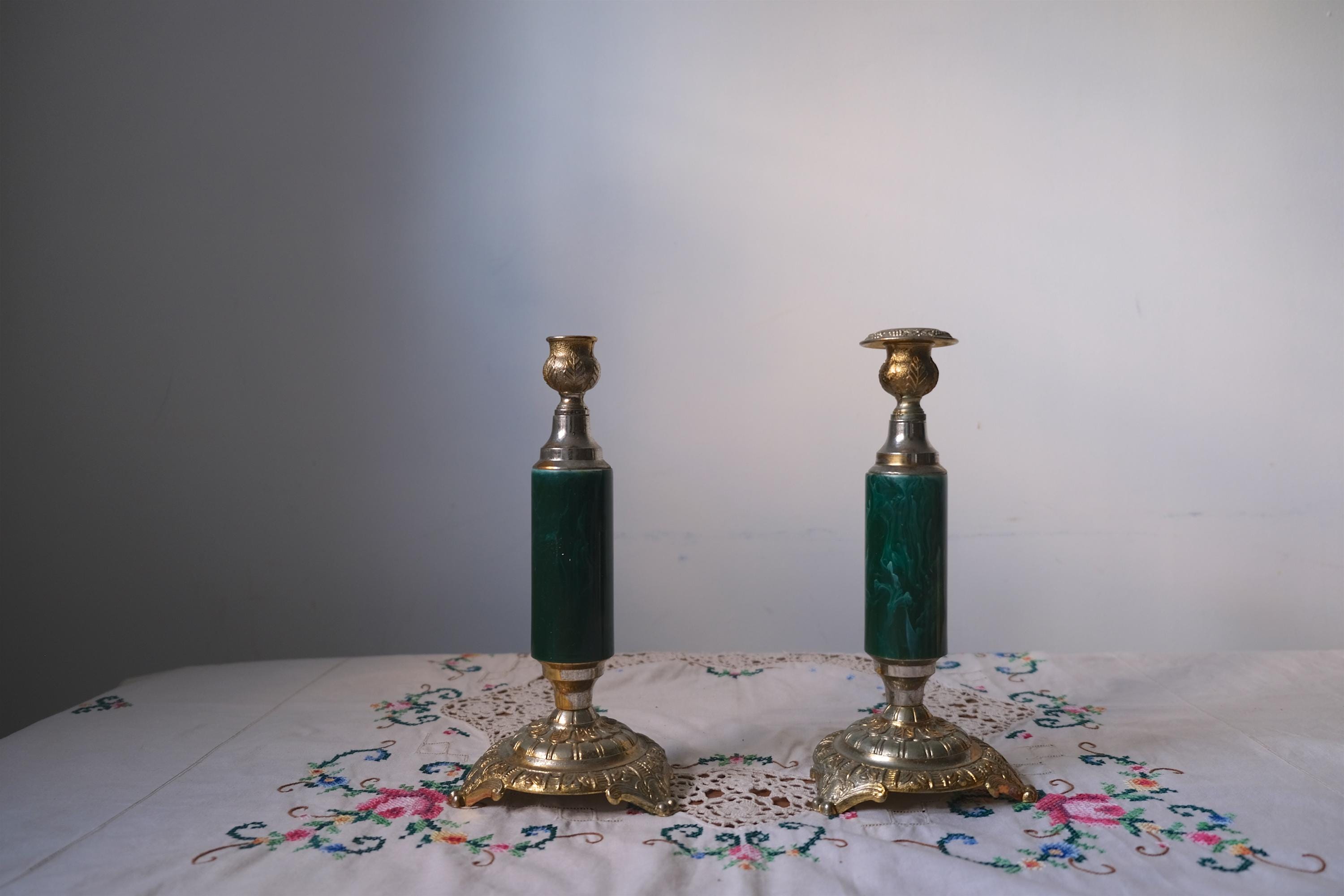 アンティーク真鍮キャンドルホルダー、ヴィンテージキャンドルホルダー