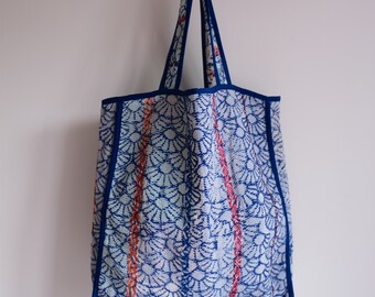 Vintage Sari Kantha Tote: Gesteppte Patchwork-Wendetasche