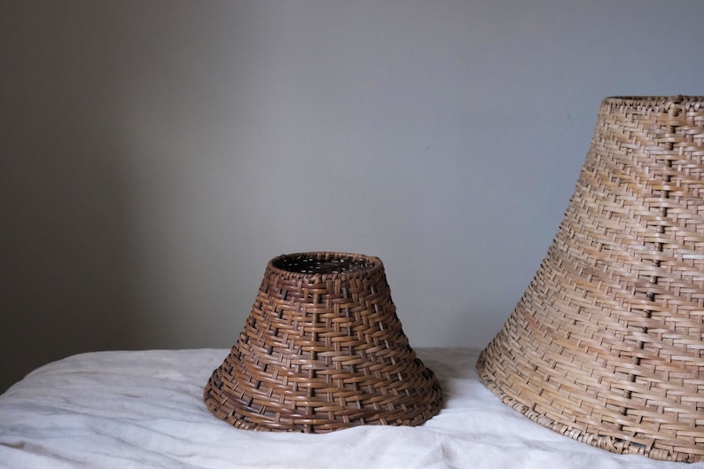 Vintage Rattan Lamp Shade, Vintage Wicker Lampshade image 4