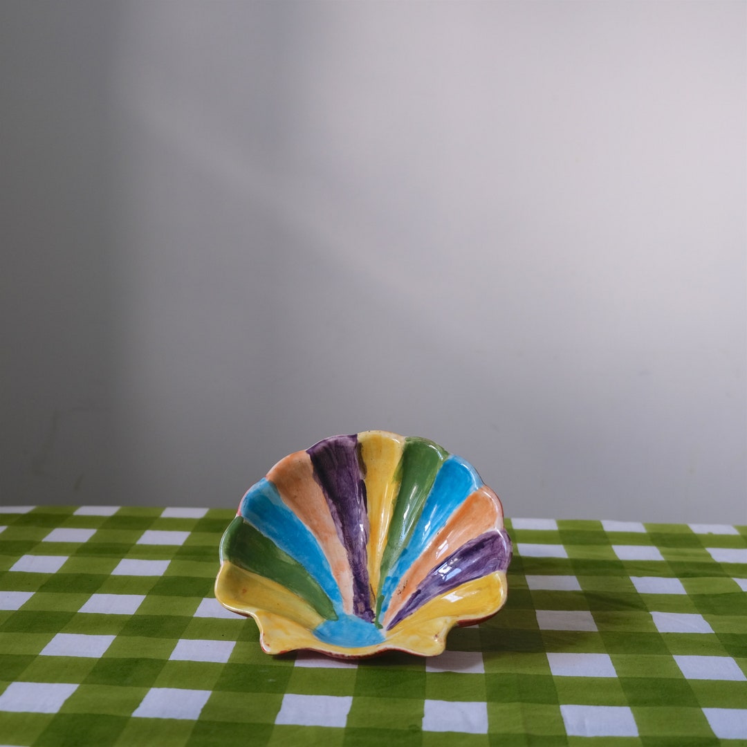 Vintage Scallop Dish Rainbow Shell Dish Rainbow Wall Art Etsy