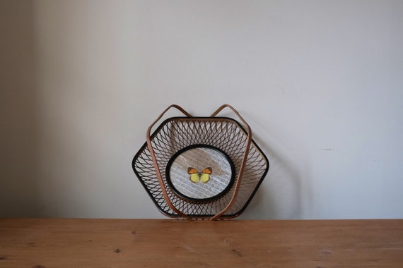 Vintage Bambus Tablett Korb mit gepressten Schmetterling - Etsy sterreich