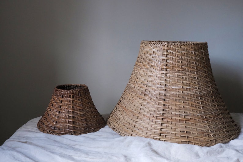 Vintage Rattan Lamp Shade, Vintage Wicker Lampshade image 7