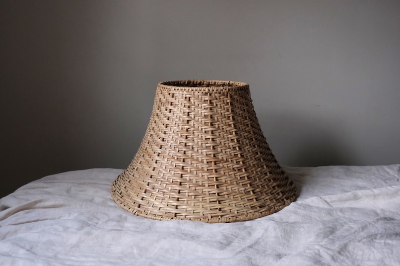 Vintage Rattan Lamp Shade, Vintage Wicker Lampshade image 6