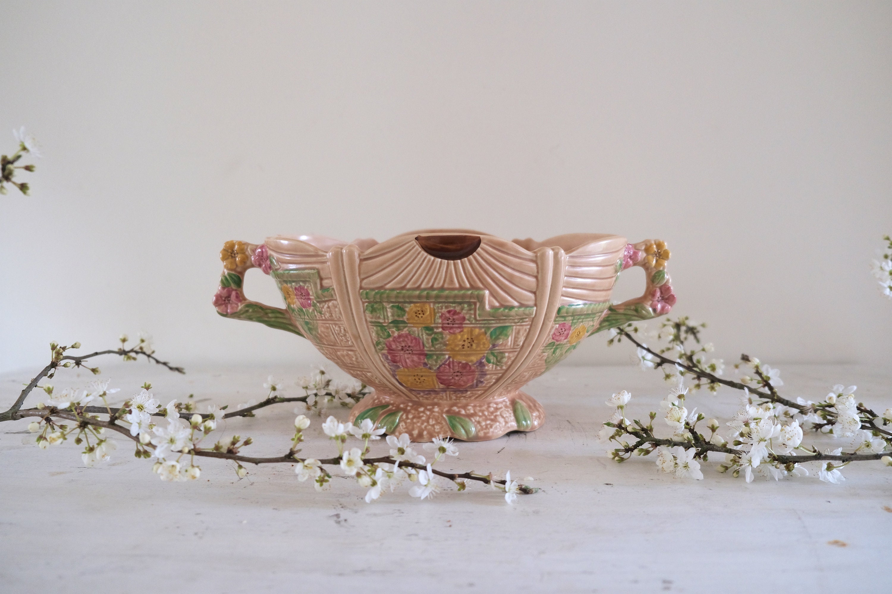 Vintage Mantle Vase With Twin Handle Vintage Arthur Wood Etsy UK