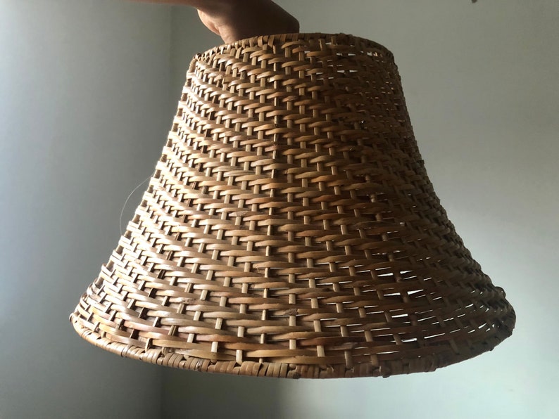 Vintage Rattan Lamp Shade, Vintage Wicker Lampshade image 3